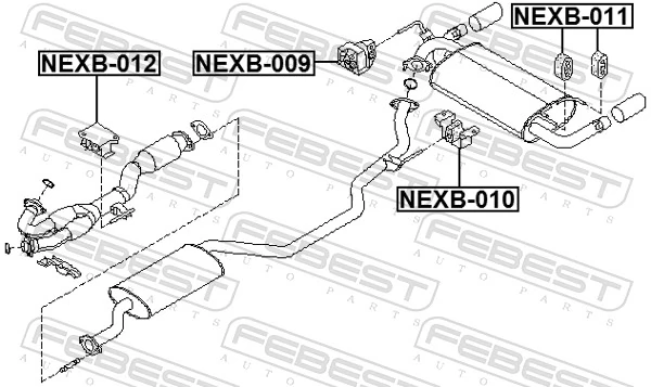 NEXB011 Febest Coxim de fixação do silenciador