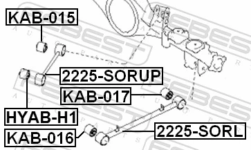 KAB015 Febest Bloco silencioso do braço oscilante superior traseiro longitudinal