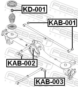 KAB003 Febest Bloco silencioso do braço oscilante inferior traseiro longitudinal