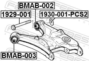 BMAB002 Febest Bloco silencioso do braço oscilante inferior traseiro