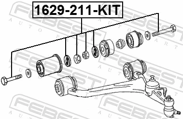 1629211KIT Febest Parafuso de fixação de braço oscilante dianteiro, kit