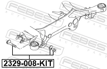 2329008KIT Febest Parafuso de fixação de braço oscilante de inclinação traseiro, interno