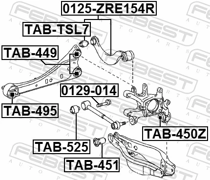 TAB525 Febest Bloco silencioso da barra Panhard (de suspensão traseira)
