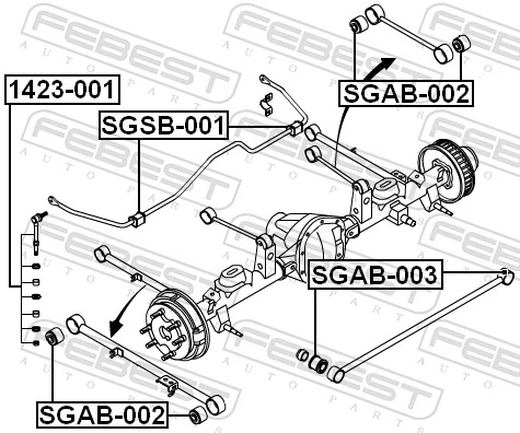 SGAB002 Febest Bloco silencioso do braço oscilante superior traseiro longitudinal