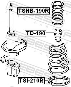 TD190 Febest Pára-choque (grade de proteção) de amortecedor traseiro
