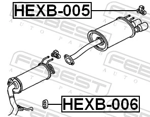 HEXB005 Febest Braçadeira do silenciador traseira