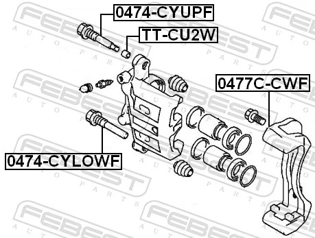 0474CYLOWF Febest Guia inferior de suporte dianteiro