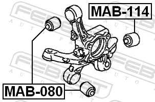 MAB114 Febest Bloco silencioso do pino de apoio traseiro