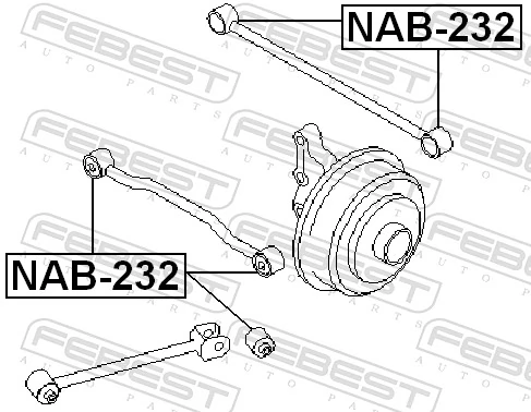 NAB232 Febest Bloco silencioso traseiro de braço oscilante transversal