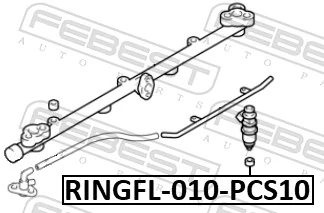 RINGFL010PCS10 Febest Anel (arruela) do injetor de ajuste