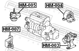 HM005 Febest Coxim (suporte) direito de motor