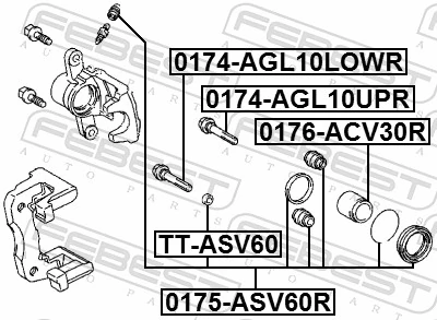 0175ASV60R Febest Kit de reparação de suporte do freio traseiro