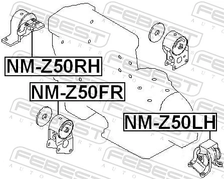 NMZ50FR Febest Coxim (suporte) dianteiro de motor