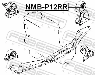 NMBP12RR Febest Coxim (suporte) traseiro de motor (bloco silencioso)