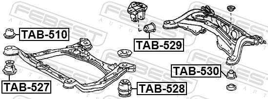 TAB530 Febest Bloco silencioso de viga traseira (de plataforma veicular)