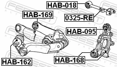 HAB095 Febest Bloco silencioso interno traseiro de braço oscilante transversal