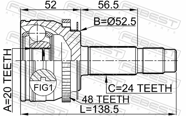  Junta homocinética externa dianteira KIA Picanto I hatchback (BA) (2003 - 2007) I