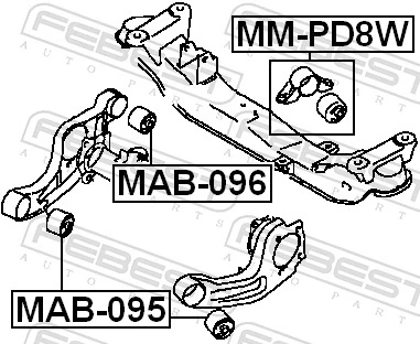 MB951445 Mitsubishi Bloco silencioso traseiro de travessa de fixação de redutor dianteiro