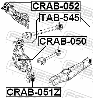 CRAB051Z Febest Bloco silencioso do pino de apoio traseiro