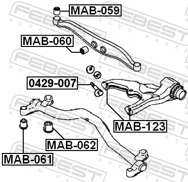 MAB123 Febest Bloco silencioso do braço oscilante inferior traseiro
