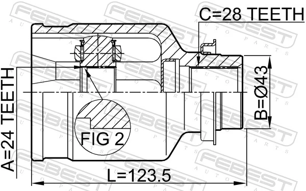 GG2825500 Mazda Junta homocinética interna dianteira direita