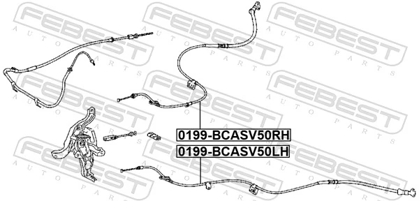 0199BCASV50RH Febest Cabo traseiro direito/esquerdo do freio de estacionamento