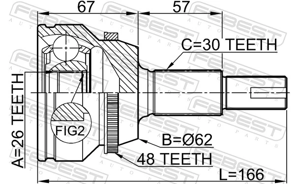 0110GSV40A48 Febest Junta homocinética externa dianteira