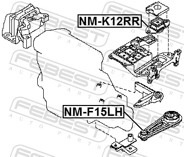 Coxim (suporte) traseiro de motor para Nissan JUKE JPN F15