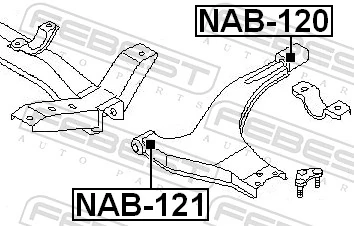 NAB121 Febest Bloco silencioso dianteiro do braço oscilante inferior