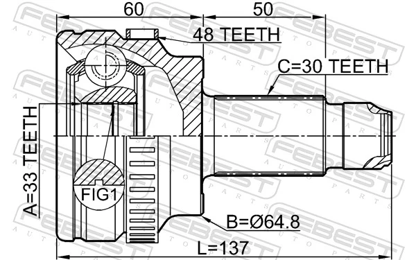  Junta homocinética externa dianteira BMW 5 carrinha (E61) (2003 - 2009) 