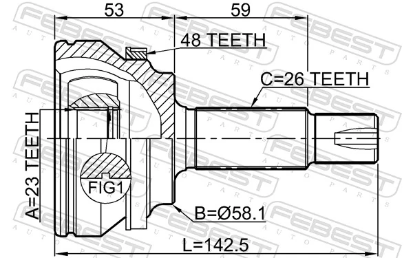 3510EC7A48 Febest Junta homocinética externa dianteira
