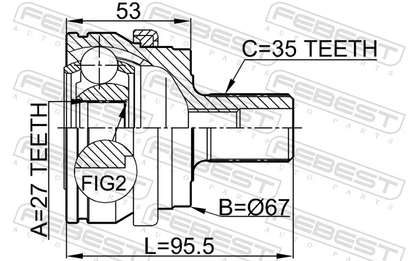 Junta homocinética externa dianteira para Mercedes C  W203