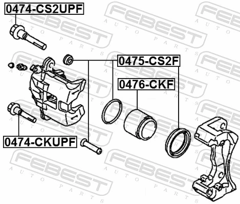  Kit de reparação de suporte do freio dianteiro Daihatsu Terios II SUV (J2) (2006 - 2018) II
