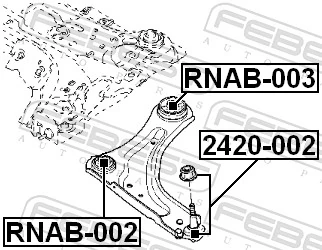 RNAB003 Febest Bloco silencioso dianteiro do braço oscilante inferior