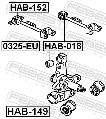 HAB018 Febest Bloco silencioso do braço oscilante superior traseiro