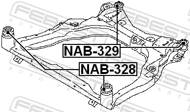 NAB328 Febest Bloco silencioso (coxim) de viga dianteira (de plataforma veicular)