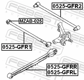 MZAB025 Febest Bloco silencioso da barra Panhard (de suspensão traseira)