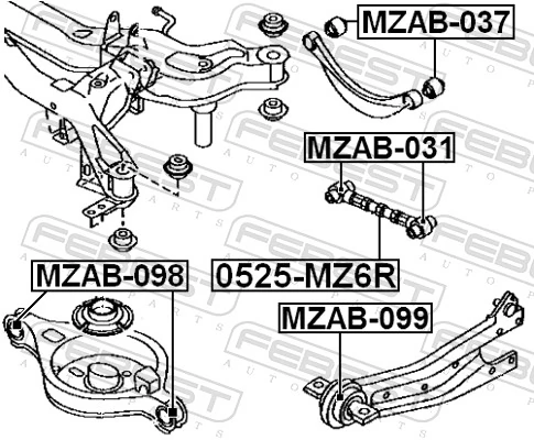 0525MZ6R Febest Barra transversal de suspensão traseira