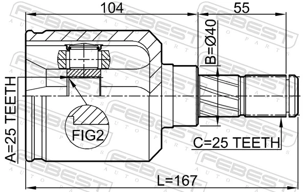 3920570J25 VAG Junta homocinética interna dianteira esquerda