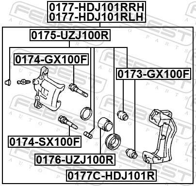  Kit de reparação de suporte do freio traseiro Toyota Land Cruiser 100 SUV (J10) (1998 - 2005) 100