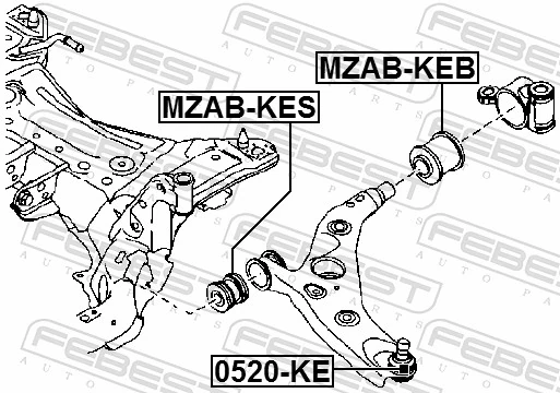 0520KE Febest Suporte de esfera inferior