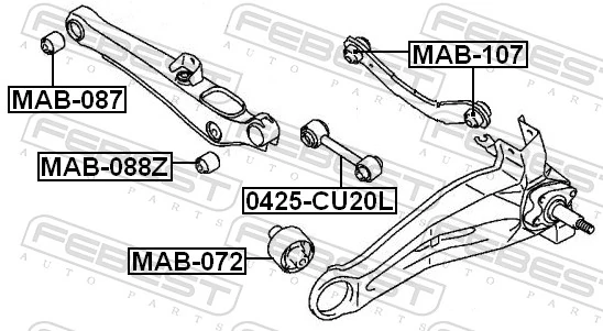 MAB088Z Febest Bloco silencioso externo traseiro de braço oscilante transversal