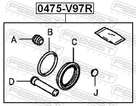 0475V97R Febest Kit de reparação de suporte do freio traseiro