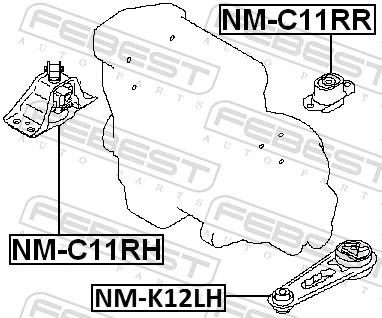 NMC11RH Febest Coxim (suporte) direito de motor