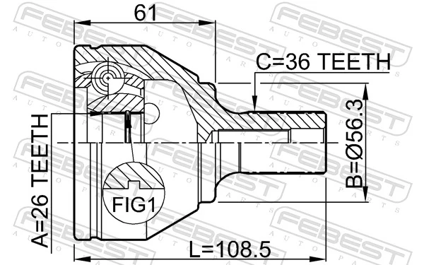 Junta homocinética externa dianteira para Ford Focus II DA, HCP, DP