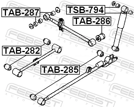 TAB287 Febest Bloco silencioso da barra Panhard (de suspensão traseira)