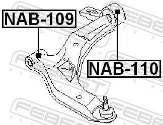 NAB109 Febest Bloco silencioso dianteiro do braço oscilante inferior