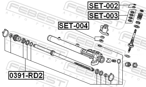 SET003 Febest Bucim da árvore vertical da cremalheira da direção, kit