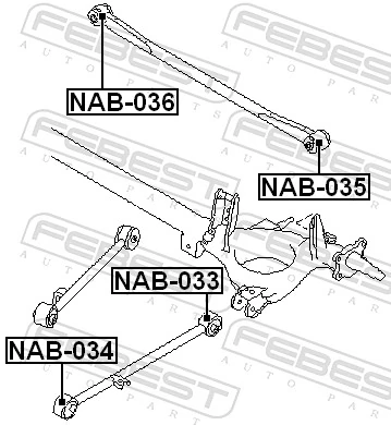 NAB034 Febest Bloco silencioso dianteiro de braço oscilante traseiro longitudinal