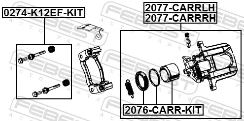 2076CARRKIT Febest Kit de reparação de suporte do freio traseiro